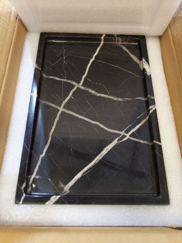 Photo 1 of 100% Natural Marble Serving Tray Luxury Marble Storage Tray for Home Decor Stone Tray for Bathroom/Kitchen/Vanity/Dresser,Plate Holder for Tissues, Candles, Towel