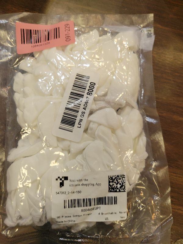 Photo 1 of 100 Pieces Cotton Finger Cots, Cloth Finger Sleeves with Elastic Rings Toe Sleeves Fingertips Protective Cover Thumb Protector Finger Tips Protector Comfortable and Breathable, Moisture Wicking