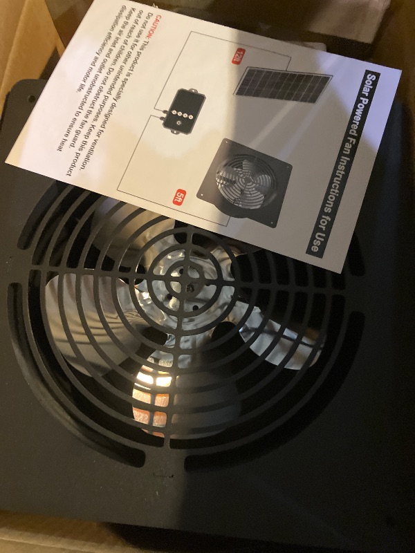 Photo 1 of 10-Inch 15W Solar Fan with Timer & Remote, Reversible Intake Exhaust Vent System for Chicken Coop, Greenhouse & Shed, Aluminum 6-Speed Airflow with 17ft Cable