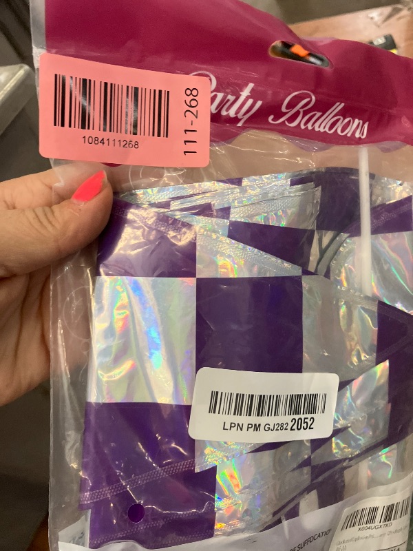 View 2 of 2 * 12 Pcs Purple Silver Checkered Star Foil Balloons/Korean Idol Demon Hunters Singer Fans Party Decoration/Tayl Popular Singer Birthday Decor/Halloween, New Year/Y3K Girl Decor(2Pcs Purple Laser)