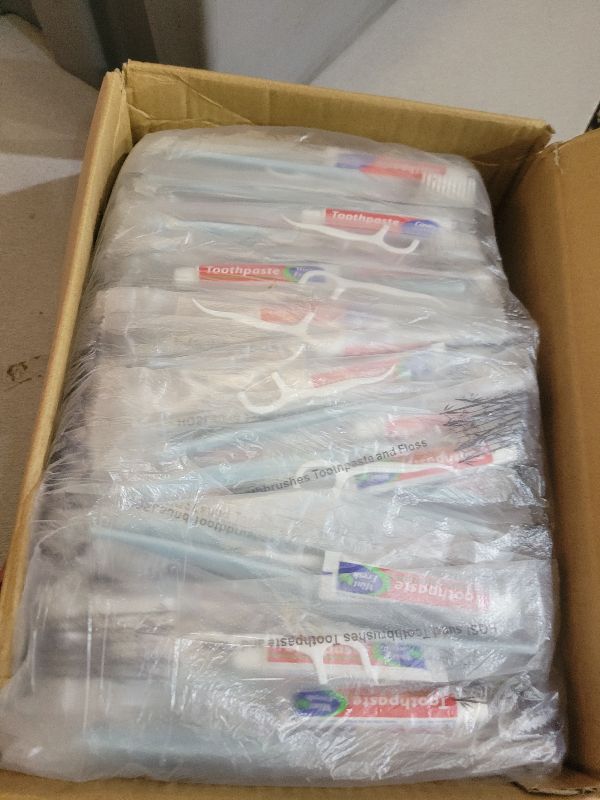 Photo 1 of 200pcs Disposable Toothbrushes with Toothpaste Floss Individually Wrapped