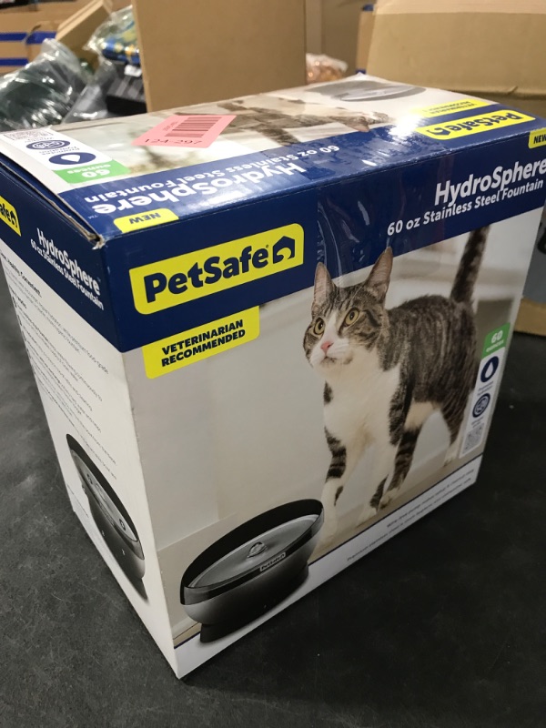 Photo 1 of PetSafe HydroSphere 60 oz Stainless Steel Pet Fountain