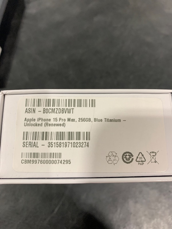 Photo 1 of Apple iPhone 15 Pro Max, 256GB, Blue Titanium - Unlocked