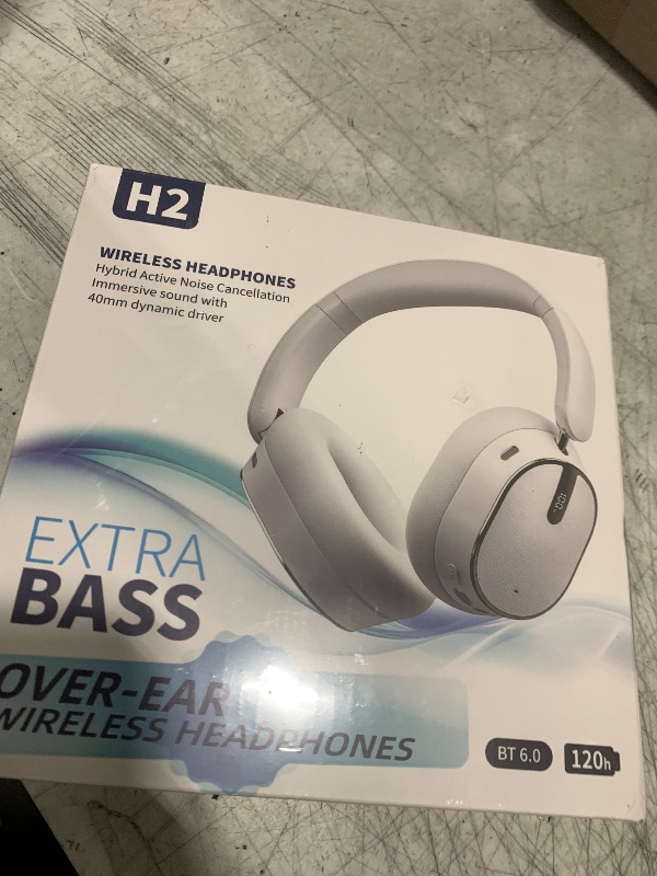 Photo 1 of MMWOWARTS Hybrid Active Noise Cancelling Bluetooth Headphones,Bluetooth 6.0 Over Ear Wireless Headphones with 60H Playtime, Hi-Res Audio, Deep Bass, Memory Foam Ear Cups for Home Office Travel White