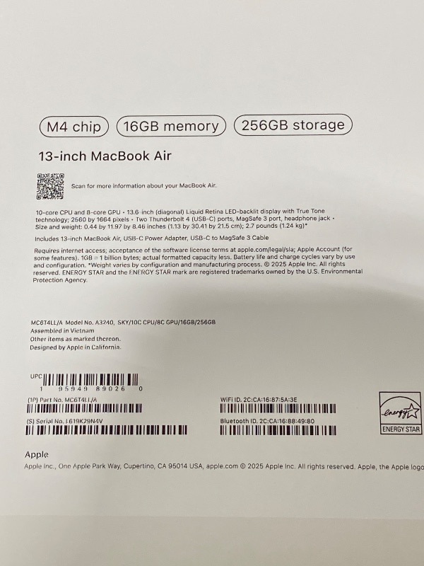 Photo 1 of Apple 13-inch MacBook Air M4 Laptop