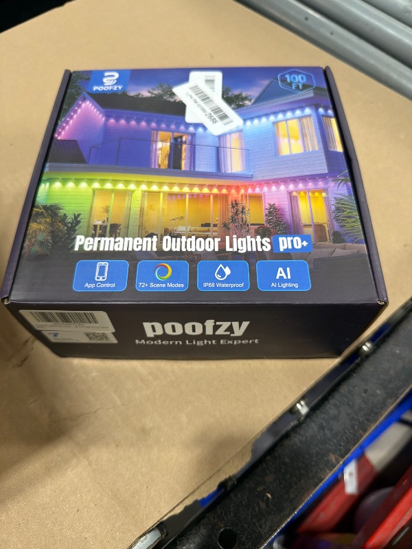 Photo 1 of POOFZY Permanent Outdoor Lights 100FT RGB+IC Smart String Lights