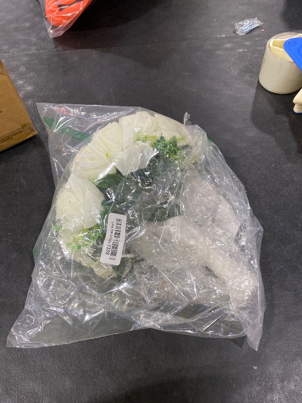 Photo 1 of Wowagoga 12 Inch Wedding Bouquet with Pearl Crystals Ribbons