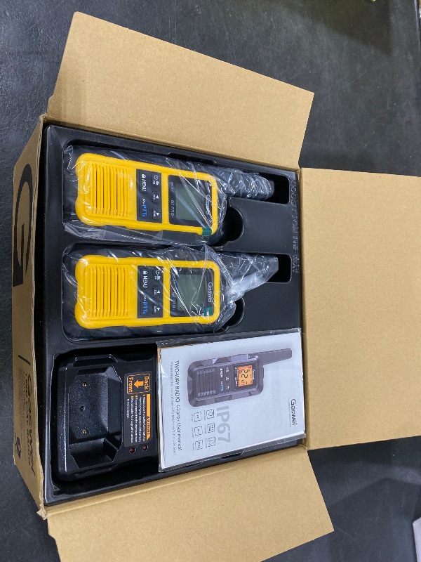 Photo 1 of Gaswei G2pro+ IP67 Waterproof Floating Walkie Talkies Long Range for Adults, Heavy Duty Walkie Talkie with Double PTT,FM Radio,SOS,NOAA Weather,VOX, Two Way Radio(Yellow,4Pack)