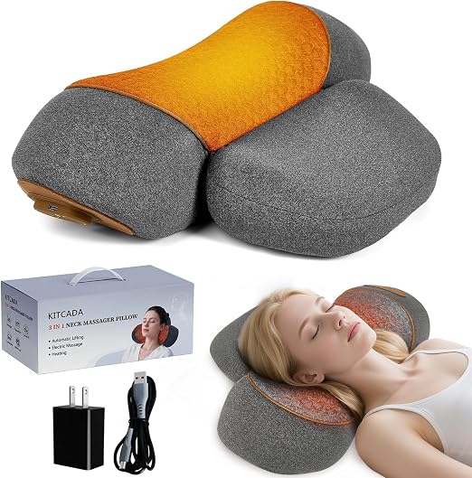 Photo 1 of Neck Massager Pillow - 3-in-1 Neck Pillow with Battery, Travel Neck Massager Pillow for Shoulder Pain Relief, Deep Tissue Pain Relief with Heat and Stretching (Black)