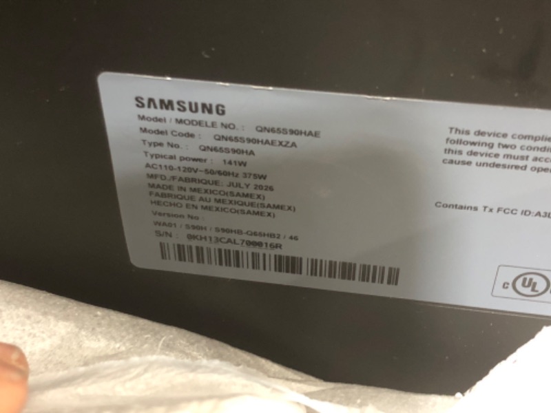 Photo 1 of Samsung 65-Inch Class S90H Series, OLED, 4K, Smart TV, 2026 Model