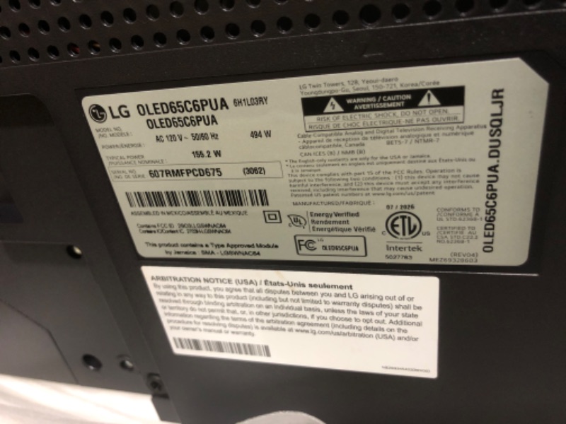 Photo 1 of LG 65-Inch OLED evo C6 Series 4K Smart TV