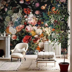 Photo 1 of Zeeko Vintage Dark Floral Wall Murals Peel and Stick 148" W x 98" H