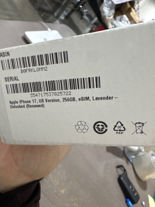 Photo 1 of Apple iPhone 17, 256GB, eSIM, Lavender - Unlocked (Renewed)