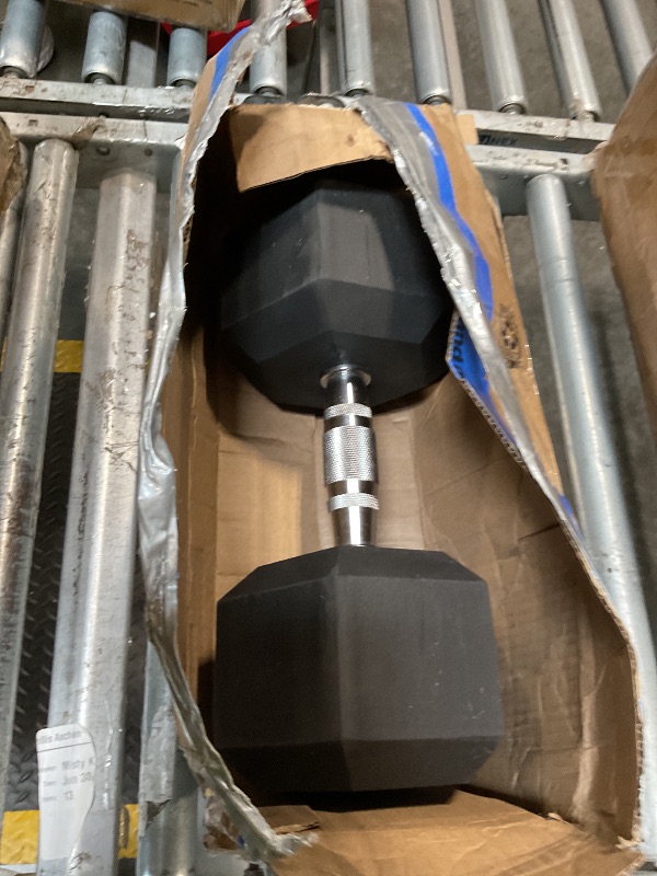 Photo 1 of ****PARTIAL SET - SINGLE DUMBBELL**** Fitvids Rubber Encased Hex Dumbbell – 40LB – 40LB Pair – Black