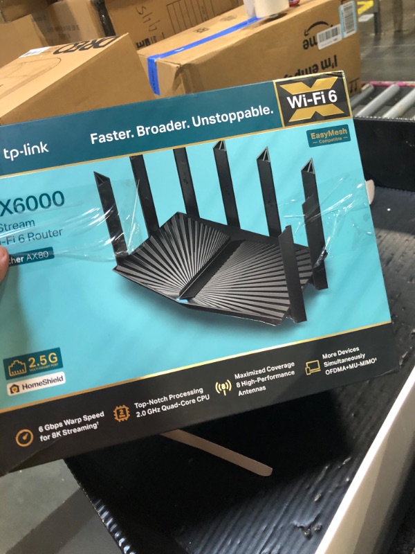 Photo 1 of !!USED FINAL SALE!!!
TP-Link AX6000 Wi-Fi 6 Router (Archer AX80) – Dual Band, 2.5 Gbps WAN/LAN Port, 8K Streaming,Wireless Internet Router with OneMesh and AP Mode, Long Range Coverage, WPA3, Beamforming