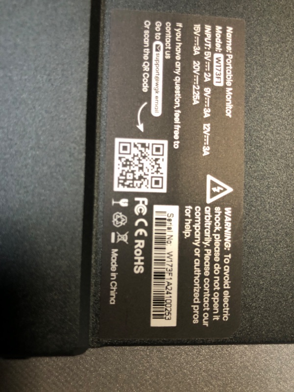 Photo 1 of ****DAMAGED - SOLD FOR PARTS - FINAL SALE****WGK 17.3 inch Portable Monitor 1080P FHD 144Hz Travel Display HDMI/USB-C Compatible with Laptops, Desktops, Phones, PS, Mac, Xbox, Switch, and Other Gaming Devices with Smart Cover & Speakers VESA
   