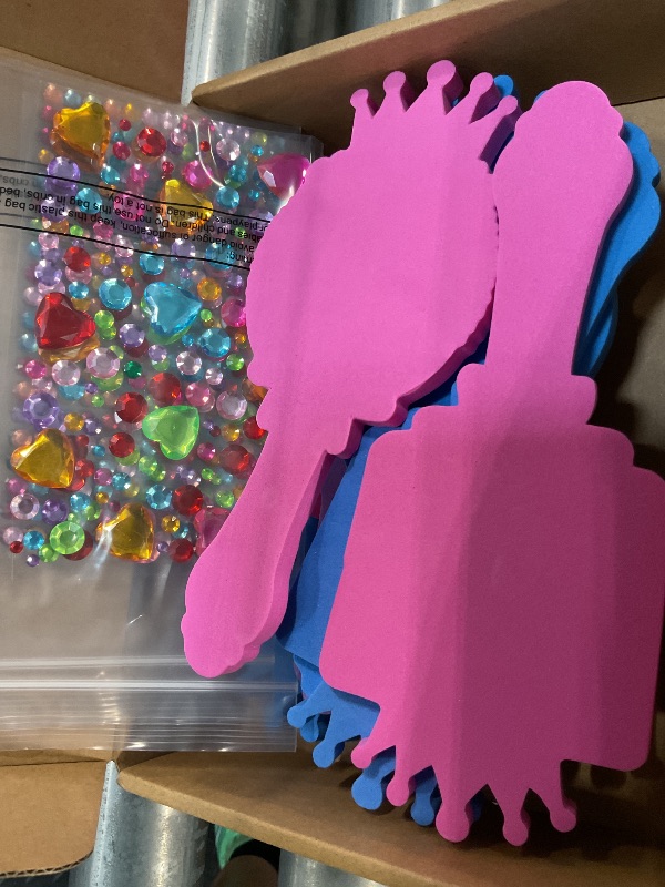 Photo 1 of ****NO MIRROR STICKERS***Liliful 12 Pack Princess Foam Mirror Kits Decorate Your Own Princess Mirrors Party Supplies Kids Unbreakable Toy Crafts for Girls Party Favors Birthday DIY Decorations (Stylish,Pink,Blue,Purple)