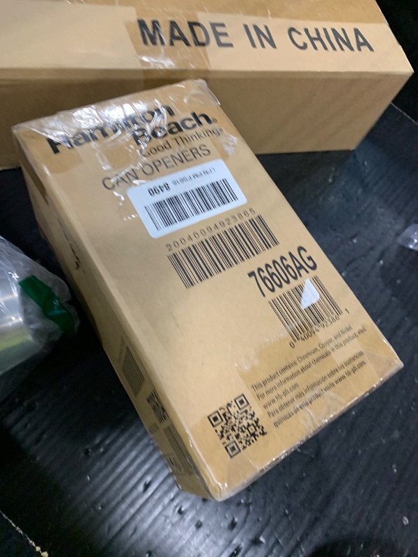 Photo 1 of *** USED*** Hamilton Beach Smooth Touch Electric Automatic Can Opener with Easy Push Down Lever, Eliminates Sharp Edges, Opens All Standard-Size and Pop-Top Cans, Extra Tall, Black and Chrome (76606AG)