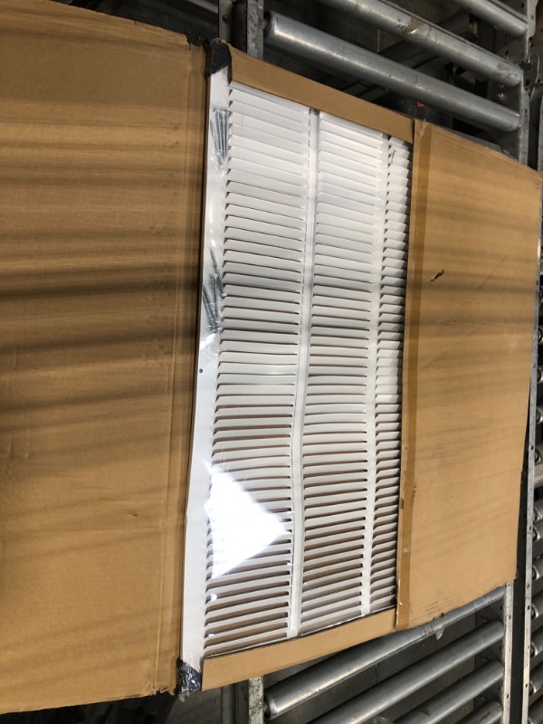 Photo 1 of **** DENTED IN SOME AREAS **** HVAC Premium 25'' x 26'' [Duct Opening] Flat Stamped Steel Return Air Grille - Sidewall and Ceiling - HVAC Vent Duct Cover - White [Outer Dimensions: 26.75''w X 27.75''h]