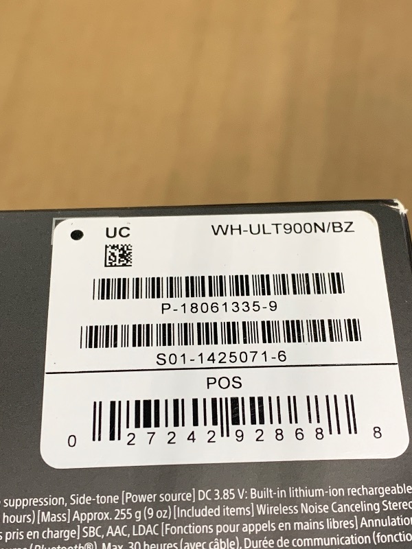 Photo 1 of [SOLD FOR PARTS] Sony ULT WEAR Over-Ear Noise Canceling Wireless Headphones, Black