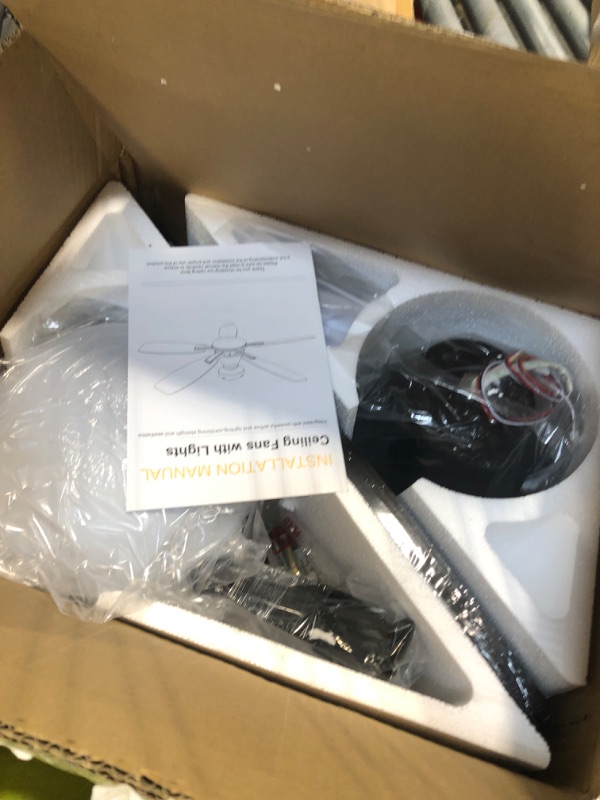Photo 1 of [Motor is defective] FancyMay 52 Inch Ceiling Fans with Lights, App & Remote Control, Quiet Reversible DC Motor, 6 Speeds, Dimmable 3CCT LED Light, Low Profile Flush Mount Ceiling Fan for Bedroom Living Room, Black