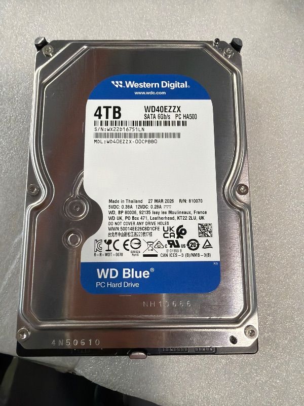 Photo 1 of **View Clerk Notes**Western Digital 4TB WD Blue PC Internal Hard Drive HDD - 5400 RPM, SATA 6 Gb/s, 128 MB Cache, 3.5" - WD40EZZX