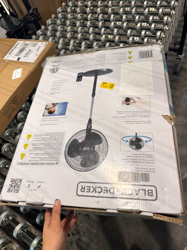 Photo 1 of ***BROKEN*** BLACK+DECKER 16" Standing Oscillating Pedestal Fan with Remote, 90-Degree Oscillation, 3 Speed Settings, Adjustable Height, Timer, 30-Degree Tilt, BFSR16B, Black