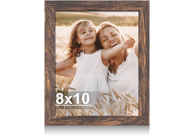 View 2 of ***SIMILAR IMAGEN*** Hongkee 8x10 Picture Frame, Made of Real Glass and Wooden Frame, Horizontal and Vertical Display for Wall or Tabletop (Rustic Brown, 1 Pack)