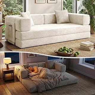 Photo 1 of This 3-seat lounge couch converts effortlessly to a spacious 78.8"L x 78.8"W king-size sleeper—just adjust the armrests and lower seat cushions, no complex mechanisms. Perfect for living rooms: daily lounging, movie nights, or hosting 2 adults overnight,