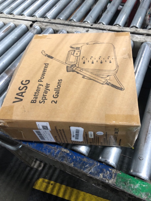Photo 1 of ***BROKEN, SOLD FOR PARTS*** VASG Battery Powered Sprayer 2 Gallon, 7.4V Foldable Electric Pump Sprayer, Weed Sprayer with Waterproof Rechargeable Handle, 5 Mist Nozzles, Retractable Wand, Adjustable Strap for Lawn, Garden, Yard