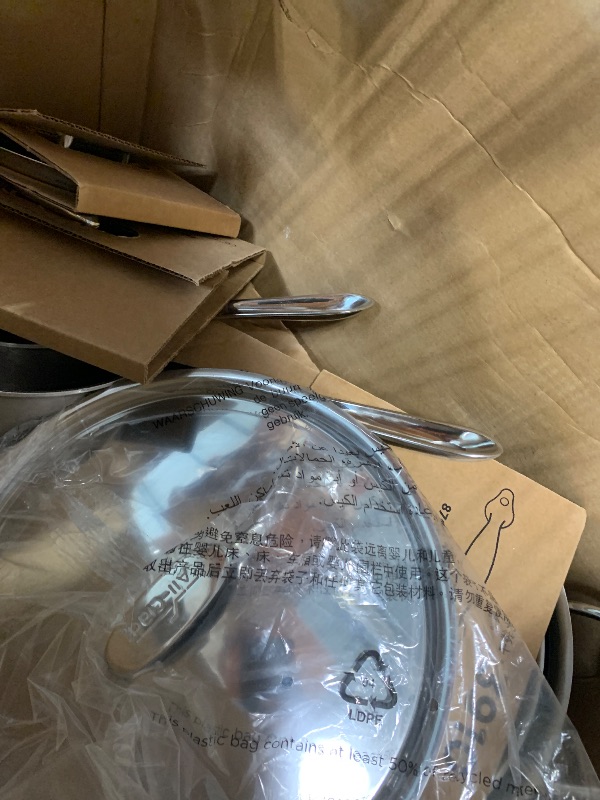 Photo 1 of ***MISSING PARTS*** All-Clad D5® Stainless Steel Core 10 Piece Cookware Set- Made in USA- The Upgrade for Supremely Even Heat- Includes Frying Pans, Saucepan, Sautépan, Stockpot -Oven Safe & Induction Compatible
