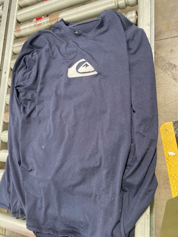 Photo 1 of ***VERY DIRTY***Quiksilver Men's Solid Streak Long Sleeve Rashguard - Navy Blazer, X-Large***VERY DIRTY***