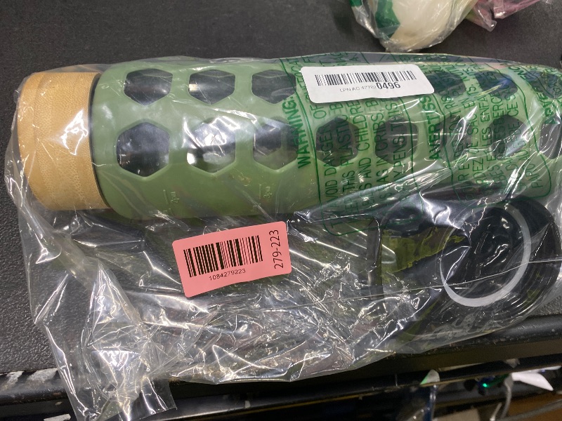 View 2 of *Straw missing* MUKOKO Glass Water Bottle, 32oz, Olive