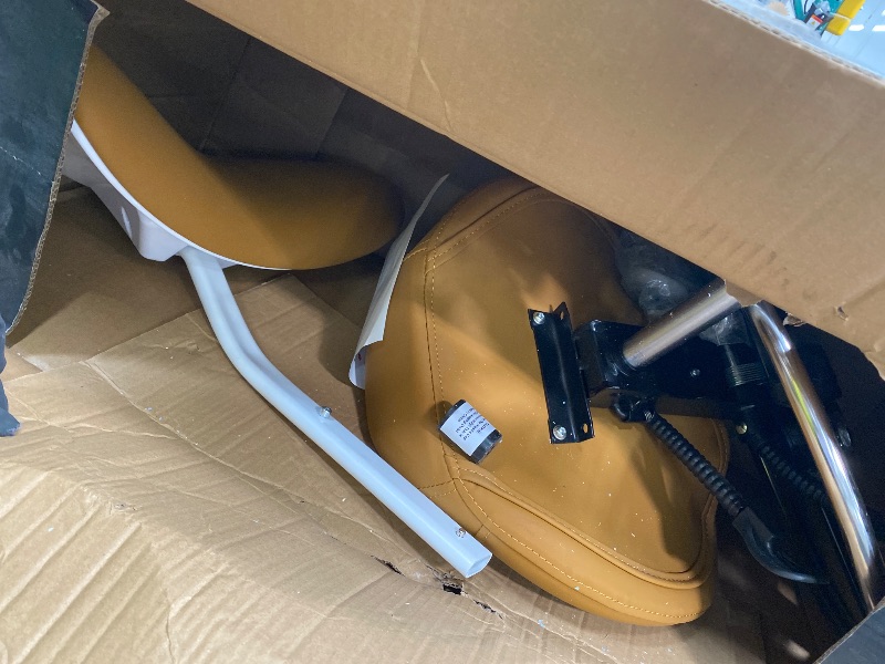Photo 1 of *Used/Minor damage* Nazalus Saddle Stool Chair with Back Support Footrest, Heavy-Duty(350LBS), Hydraulic Rolling Swivel Adjustable Stool Chair for Salon Spa Beauty Massage Dental Clinic Home Office Use(Camel)