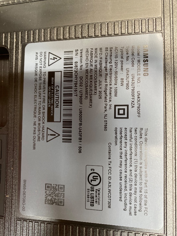 Photo 1 of *****  NO RETURN**** NO REFUND****** MISSING  CABLE*******BROKEN SCREEN******* Samsung 43-Inch Class Crystal UHD U8000F 4K Smart TV (2025 Model) Endless Free Content, Processor, MetalStream Design, Knox Security, Alexa Built-in