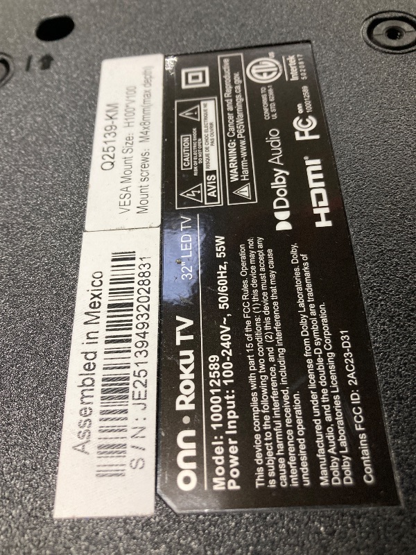 Photo 1 of ********** NO RETURN******* NO REFUND *********ONN 32-inch Roku Smart TV LED with Wall Mount