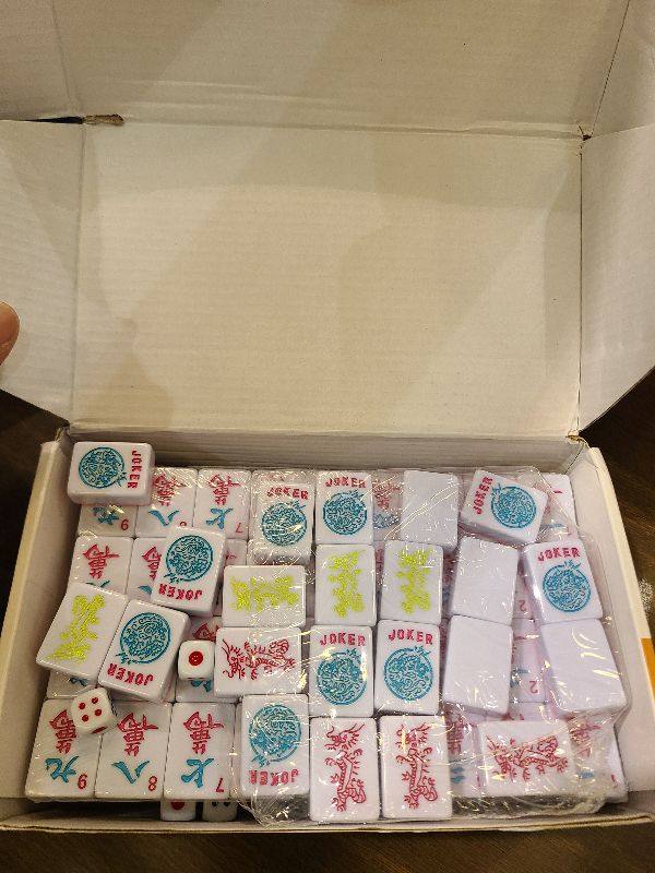 Photo 1 of 1.2" American Mahjong Tile Set, 166 Tiles + 4 Dice, Mahjong Tiles Only
