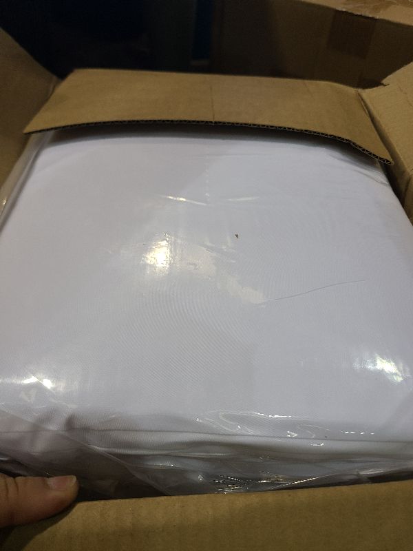 Photo 1 of 10 Pack White Round Tablecloths, 120 Inch Stain Resistant and Wrinkle Polyester Fabric Washable Table Clothes Cover for Kitchen Dining, Wedding, Reception Banquet, Birthday Party, Buffet Restaurant