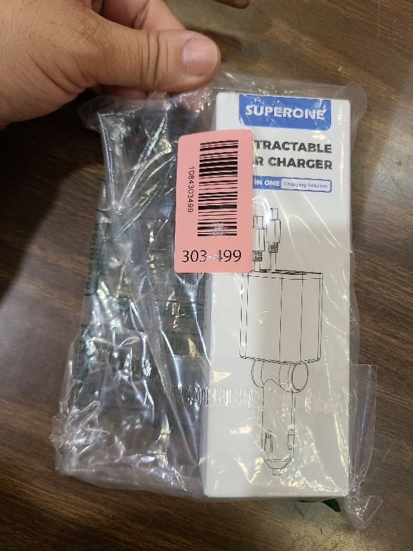 Photo 1 of 2026 Ultra-Compact SUPERONE Retractable Car Charger with Dual Type C Cables