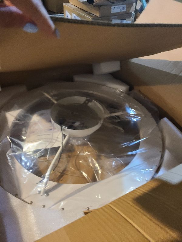 Photo 1 of 24" Solid Wood Low Profile Ceiling Fan with Light and Remote/APP
