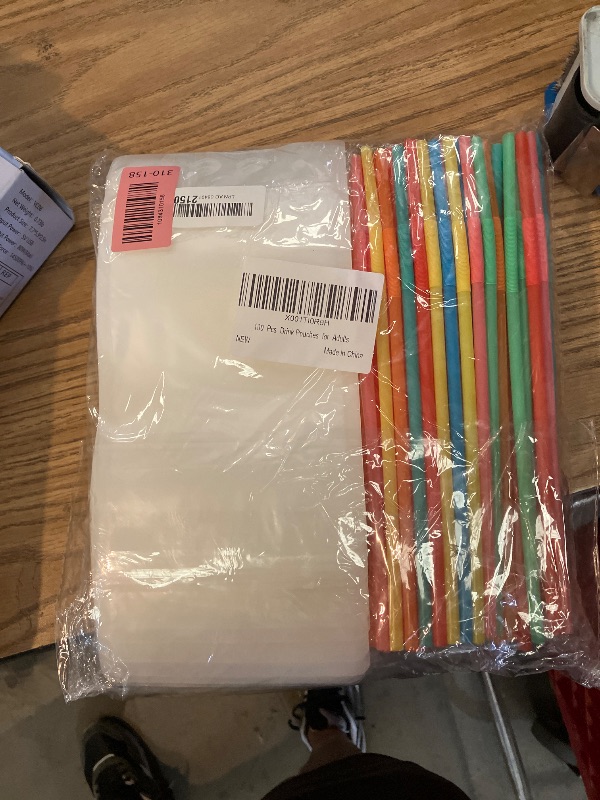 View 2 of 100 Pcs Drink Pouches with 100 Straw Holes, Freezable Juice Pouches, Translucent Reclosable Zipper Plastic Pouche Drink Bags for Cold & Hot Drinks for Adults and Kids Pool Party