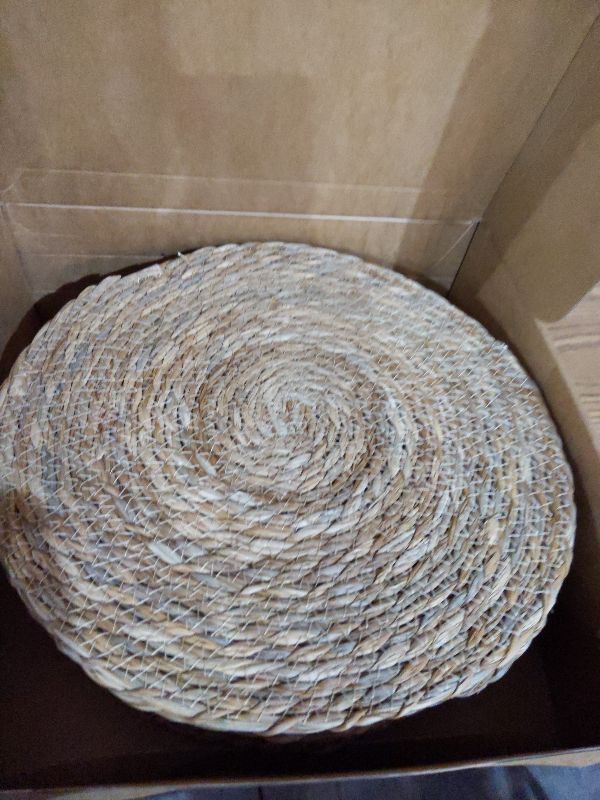 Photo 1 of 13 Inch Round Woven Plate Placemats Set of 15, Farmhouse Rustic Straw Braided Chargers Place Mats, TwinnekYR Large Boho Cattail Weave Table Mats, for Dining Plates Table Decor Home Wedding Party