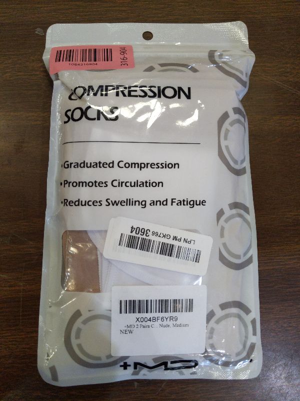 Photo 1 of +MD Compression Socks for Men & Women, 20-30 mmHg Graduated Support Hose, Medium