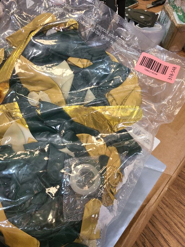 Photo 1 of 137Pcs Green and Gold Balloons Garland Arch Kit with Stars - 5 10 12 18 inch Dark Green Gold Confetti Latex Balloons for Birthday Baby Shower Emerald Green Jungle Party Decorations