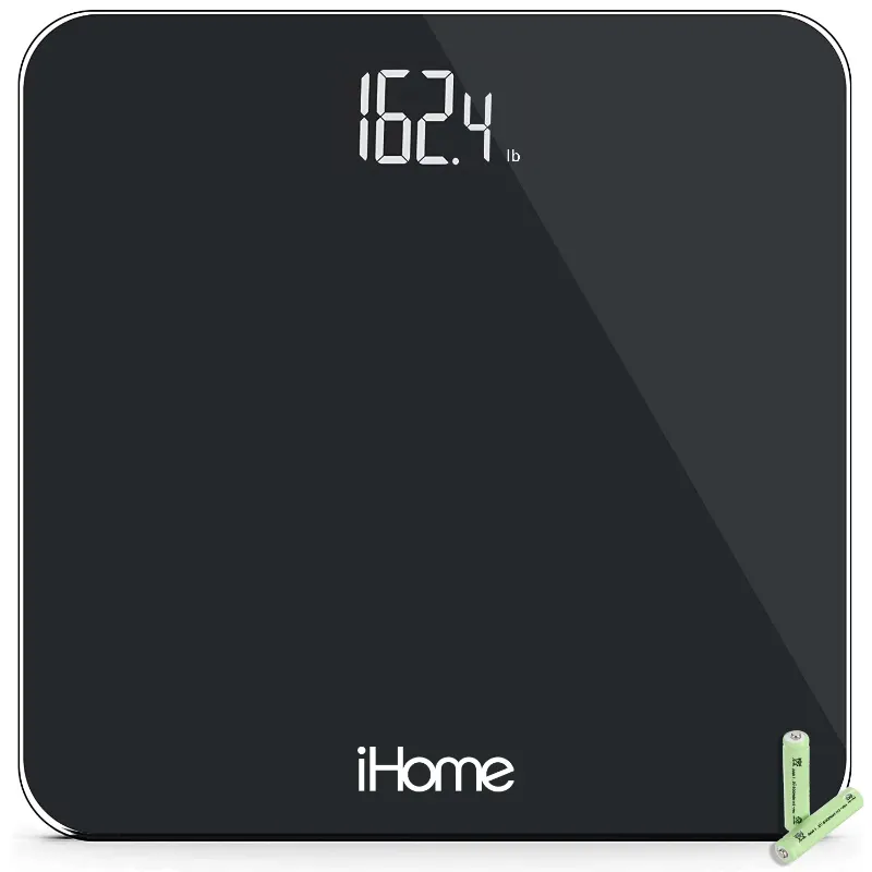 Photo 1 of (5 pack) iHome Digital Battery Powered Bathroom Scale 397 lbs with Fit+ Personal Coach App, FSA and HSA Eligible, Black