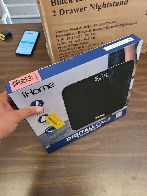Photo 1 of (5 pack) iHome Digital Battery Powered Bathroom Scale 397 lbs with Fit+ Personal Coach App, FSA and HSA Eligible, Black