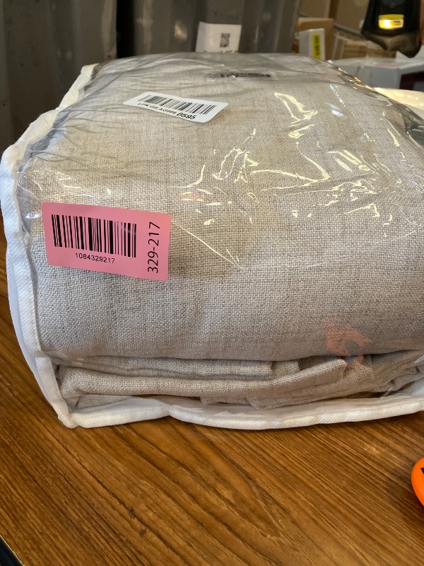 Photo 1 of 108 Inch Linen Blackout Curtains, 9FT Oatmeal Colored Thermal Insulated Rod Pocket Back Tab Drapes for Living Room Bedroom, 2 Panel Set, 9 FT Length 50'' Wide x 108'' Long, Warm Beige