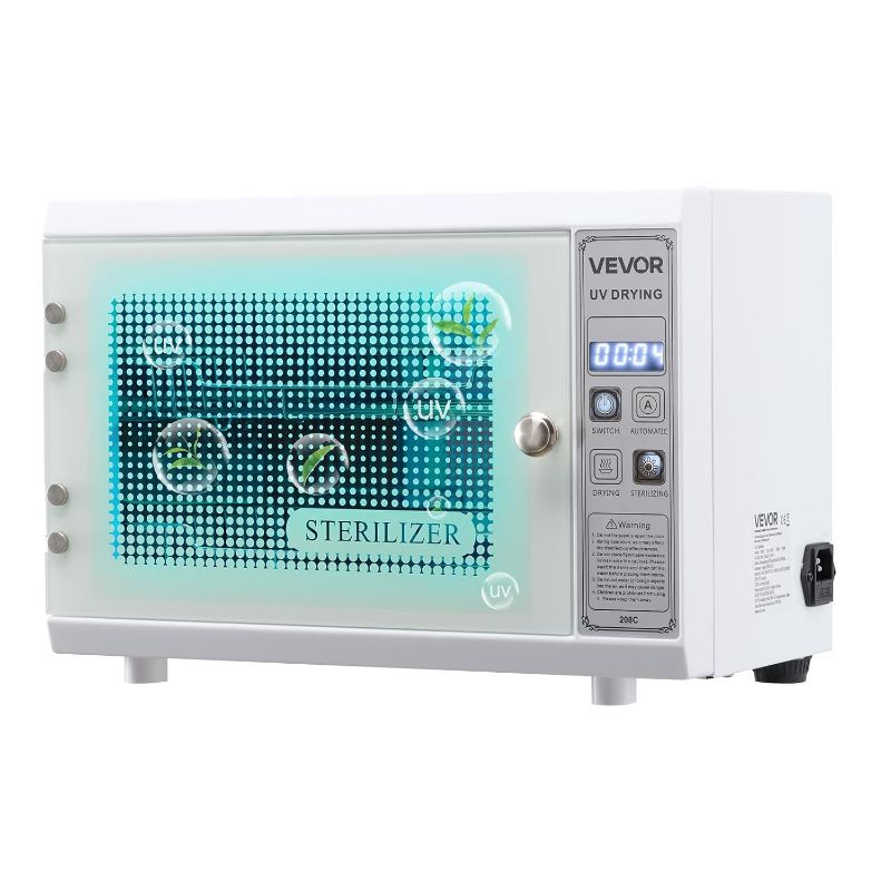 Photo 1 of  VEVOR Nail Tool Cleaning Machine, 12L Large Capacity, Multi-Functional Tool Cabinet Cleaner Box with Timer Setting, Tempered Glass Door, 185nm Wavelength, for Labs, Home, Nail Salons, Beauty Salons 