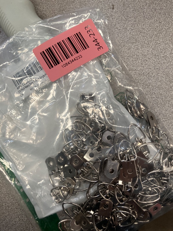 Photo 1 of 100 Pack D-Ring Picture Hangers with Screws for Hanging Clock Paintings Artwork Picture Frame Hook Photo Mirrors - Pro Quality Single Hole D-Rings
