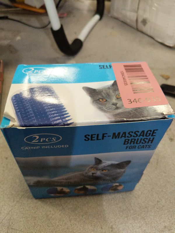Photo 1 of 2 Pack Softer Self Groomer with Catnip Wall Corner Massage Comb Scratcher Grooming Brush Tool for Long & Short Fur Kitten Cats Dogs (Gray)